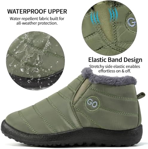 HARENCE Snow Boots for Women Winter Boot with Comfortable Warm Fur Lined Ankle Booties Outdoor Slip On Waterproof Short Boots