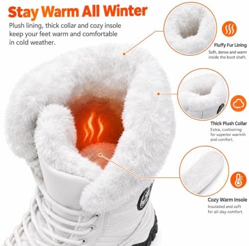 Women's Winter Snow Boots Warm Fur Water Resistant Non Slip Boot