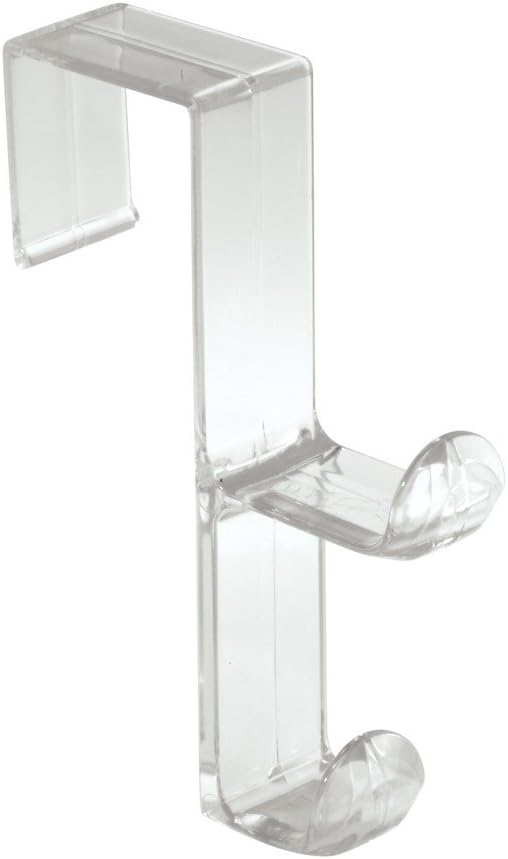 iDesign Clear Over Door Double Hook for Closet, Bathroom, or Dorm, Small Over-the-Door Hanger