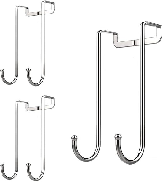 Over Door Hook Heavy Duty Hooks for Hanging - Single Hook Loads up to 50lbs for Kitchen, Bathroom, Bedroom and Office - Pack of 3