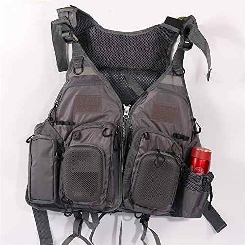 JKSPORTS フライフィッシングベスト - 釣り用セーフティライフジャケット 水泳、セーリング、ボート、カヤック用 - 男女兼用 多機能フローティング通気性バックパック - 調節可能、グレー/グリーン/レッド/ブルー