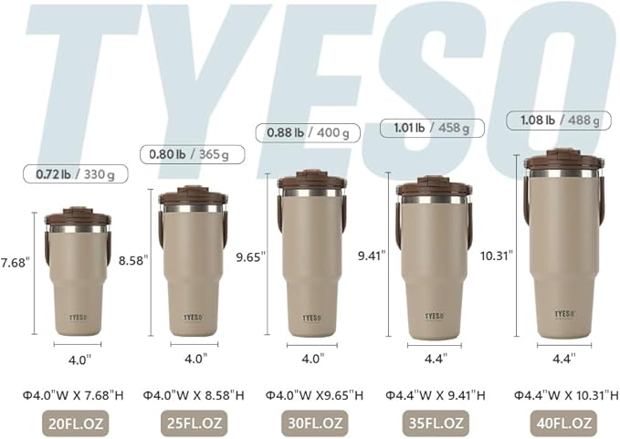 TYESO Tumbler with Flip Straw & Sip Lid, Vacuum Insulated Water Bottle, Double Wall Stainless Steel Coffee Cup Travel Mug Leak Proof (DARK-PINK, 30 OZ)