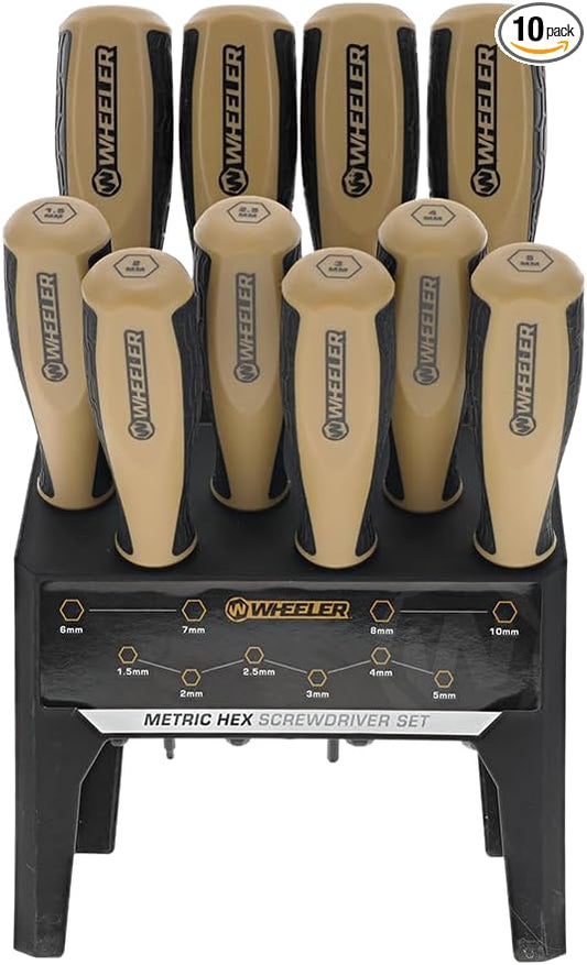 Wheeler 10 Piece Metric Hex Screwdriver Set for Pistol Rifle Handgun Gunsmithing Rebuild and Maintenance