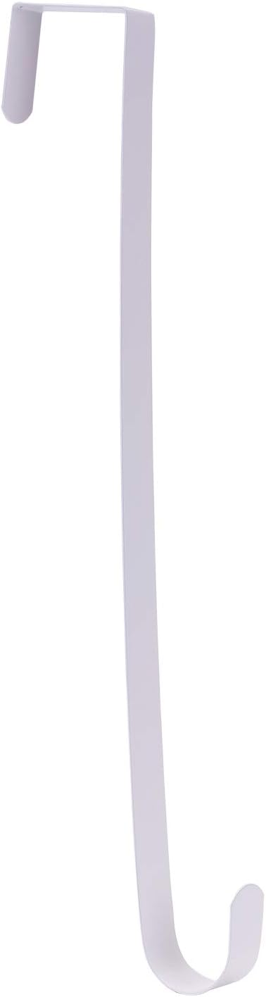 Sattiyrch 15" Wreath Hanger for Front Door,Sturdy Steel Wreath Door Hanger,Over The Door Hanger Hook (White,1)