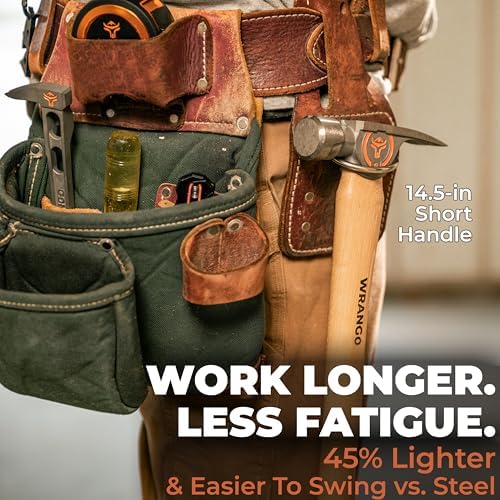 14oz Titanium Framing Hammer - Lightens Your Toolbelt - 45% Lighter Than Steel - 14.5" Hickory Handle for Framing & Carpentry - Lifetime Warranty - 5% Donated To Help Farmers