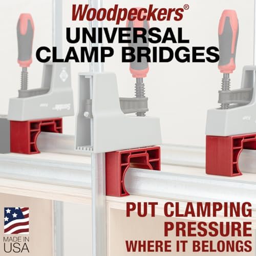 Woodpeckers Universal Clamp Bridges 12-Pack, Stack & Cross Clamps for Complex Glue-Ups, Works with Pipe, Parallel Jaw, Bar & F-Clamps, Improves Alignment & Pressure, Made in USA UCB-23