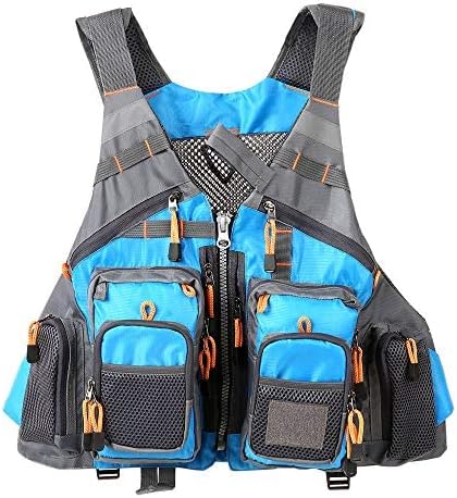 JKSPORTS フライフィッシングベスト - 釣り用セーフティライフジャケット 水泳、セーリング、ボート、カヤック用 - 男女兼用 多機能フローティング通気性バックパック - 調節可能、グレー/グリーン/レッド/ブルー