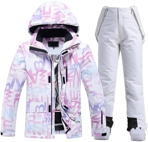 Women's Ski Jackets and Pants Set Waterproof Insulated Snowsuit Winter Warm Skisuit Fashion Snowboarding Snow Coat