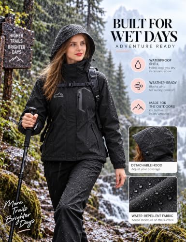 ELLSWOS Womens Winter Coats Waterproof Ski Jacket Warm Snow Raincoat