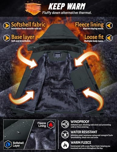 TACVASEN Men's Winter Skiing Jackets Waterproof Thermal Snowboard Coats