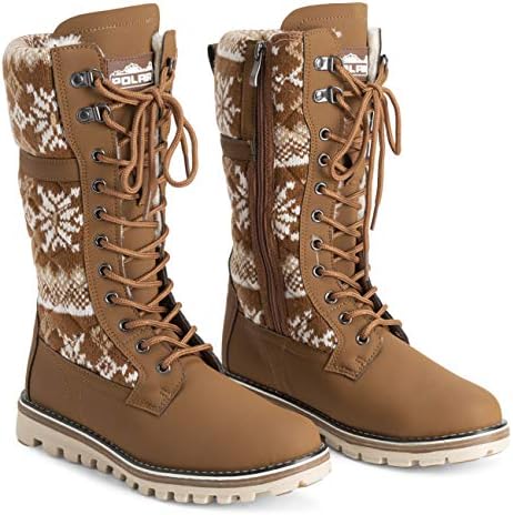 POLAR Womens Faux Fur Warm Thermal Waterproof Outdoor Walking Snow Winter Rubber Sole Calf Boots