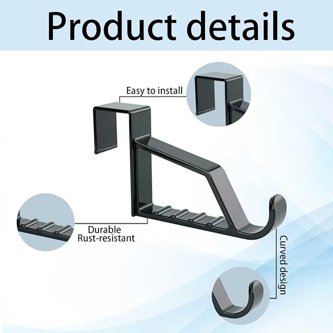 NewTalent 2pcs Over The Door Hanger Holder (Black) 2 Pack Over The Door Hooks for Hangers, Door Hanger Hooks, Storage Organizers
