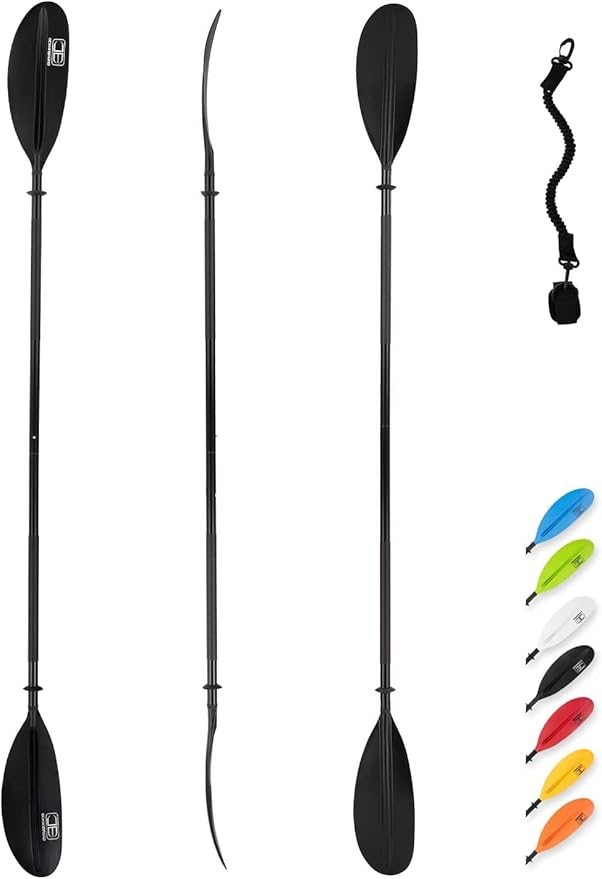 OCEANBROAD カヤックパドル 86インチ/218cm、90.5インチ/230cm、95インチ/241cm 合金シャフト カヤックボート カヌー用パドルリーシュ付き