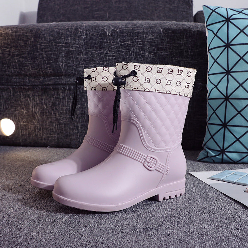 Stylish Women's Mid-Cut Waterproof Rain Boots