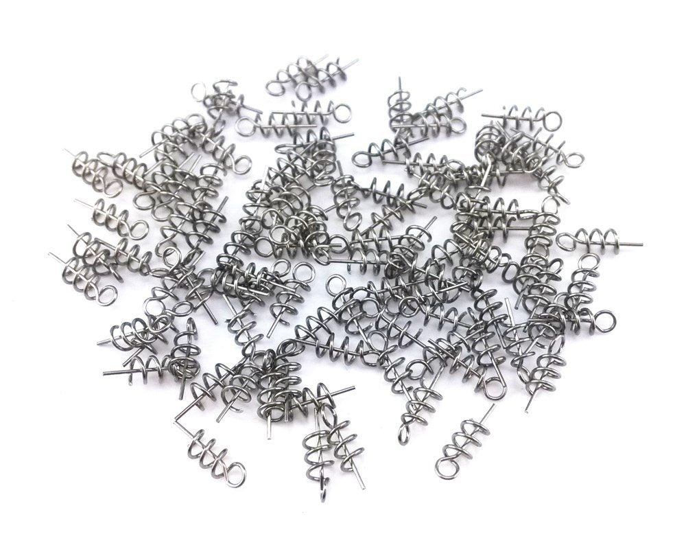 Honbay 100pcs Spring Twist Lock Fishing Hook Centering Pin for Soft Lure Bait Worm Crank