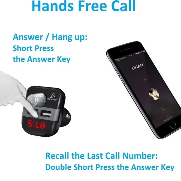 Bluetooth FM Transmitter Car Hands-Free USB Charger 3.0