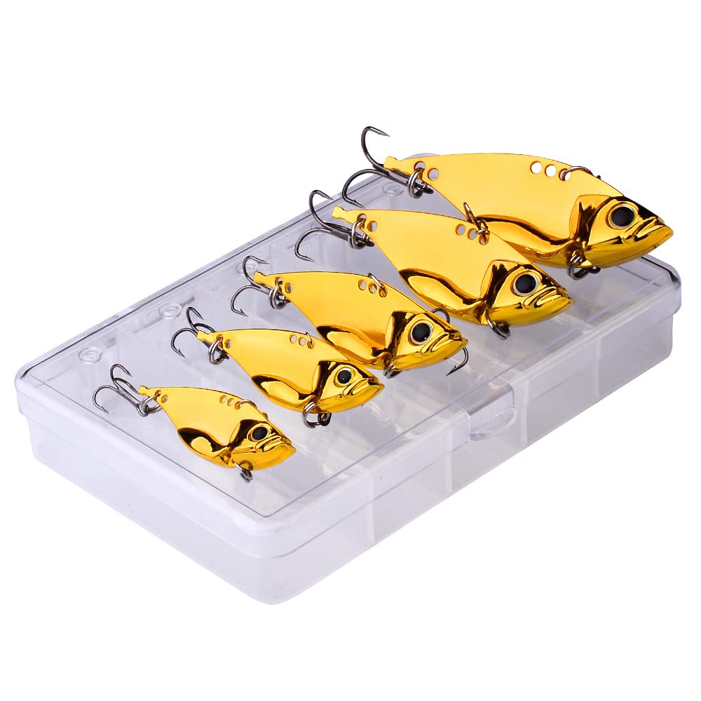 OriGlam 5pcs Fishing Spoons Hard Metal Lure Fishing Lures Metal Spoons Hard Baits Metal Fishing Lures for Bass Walleye Trout (Silver)