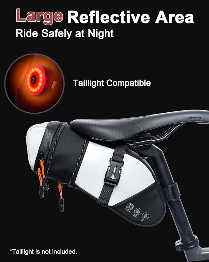 Bike Seat Bag, Water-resistant Bicycle Saddle Bag, Expandable Capacity Cycling Under Seat Pouch 1.5-2L, Bike Seat Pack for Mountain Road Bikes and Commuter