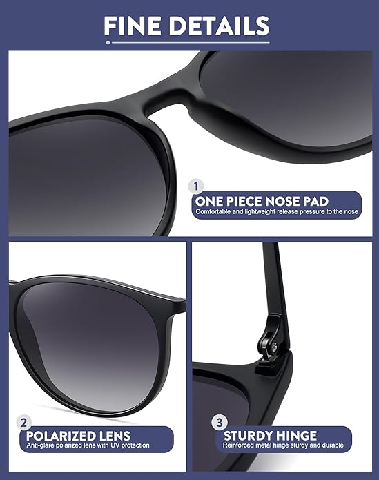 WOWSUN Retro Polarized Sunglasses Womens 2026 Trendy Round Classic Glasses