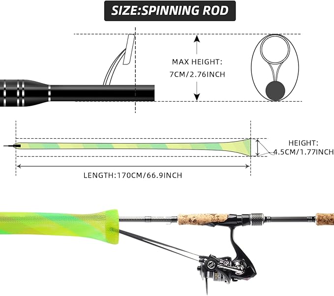 SF Fishing Rod Sock Fishing Rod Sleeve Rod Cover Braided Mesh Rod Protector Pole Gloves Fishing Tools for Spinning Fishing Rod,Casting Rod,Musky Rod, Ice Rod, Fly Rod, Spey Rod