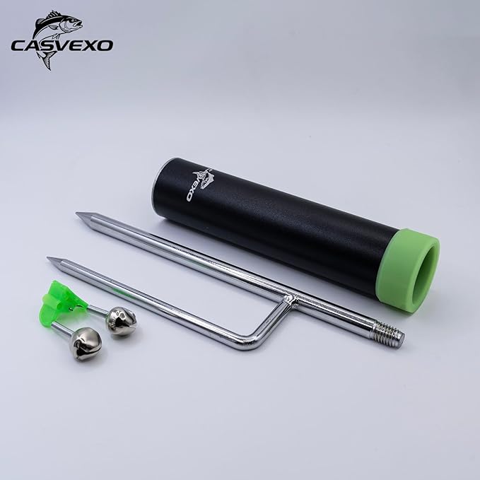 4 Pack Fishing Rod Holder, Aluminum Fishing Pole Holder for Ground, Rod Holders for Bank Fishing, Double Spike Support, 4 Free Alarm Bells