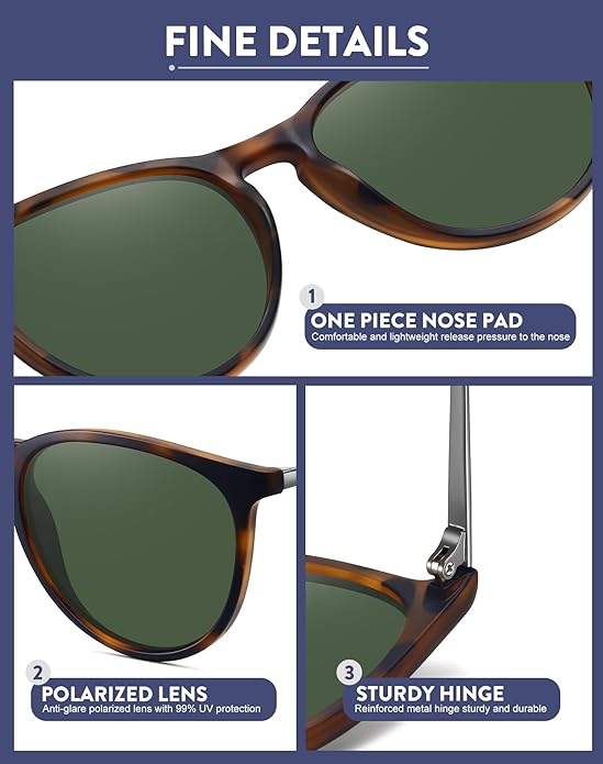 WOWSUN Retro Polarized Sunglasses Womens 2026 Trendy Round Classic Glasses