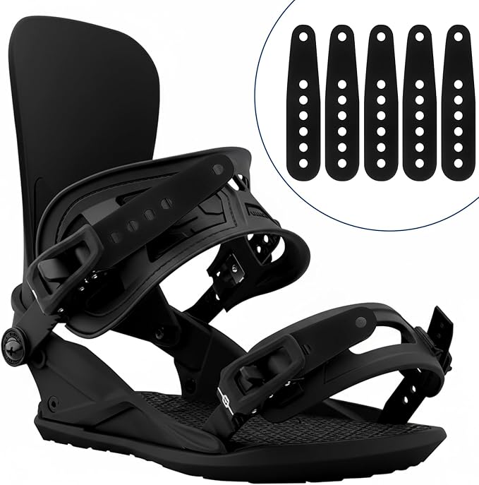 8 Pcs Black Snowboard Binding Tongue Hole Straps 5.35" x 1.1" Snowboard Binding Toe Slider Straps Ankle Ladder Strap for Ski Strap-in Replacement Accessories to Bind