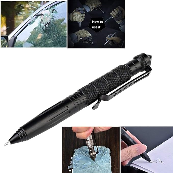 KEPEAK Military Tactical Pen, Professional Self Defense Pen, Emergency Glass Breaker Pen - Tungsten Steel, Writing EDC Survival Tool with 6 Refill