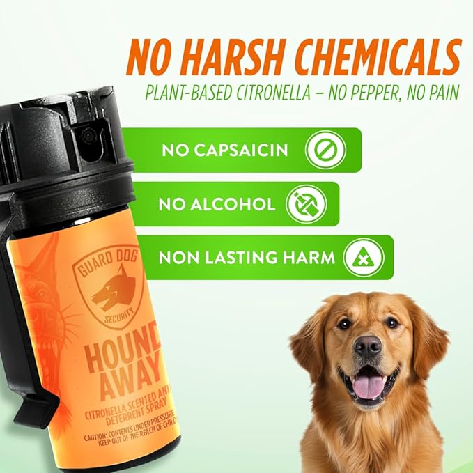 Citronella Dog Deterrent Spray, Dog Spray Self Defense, Training and Barking, Long-Range Dog Repellent, Portable Canister (0.5oz / 2oz)