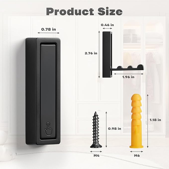 Folding Wall Hooks, 2pcs Foldable Coat Hooks, Heavy Duty Zinc Alloy No Rust Fold Up Hooks for Coat, Towel, Key, Hat, Bag, Jacket, Backpack (Matte Black)