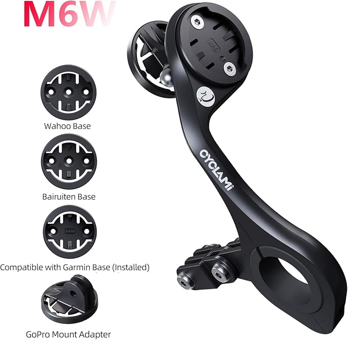 Out Front Mount Compatible with Garmin Edge GPS Bike Computer, XOSS G/G+, iGPSPORT Bike Light & Gopro Cycling Handlebar 25.4mm 31.8mm (M6W)
