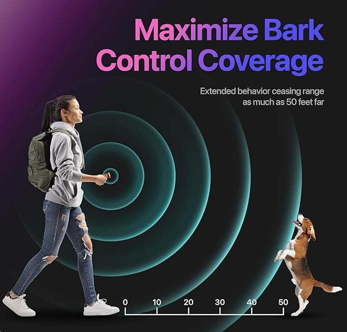 Ultrasonic Dog Bark Deterrent Device, 50 Ft Range, Black (Black)