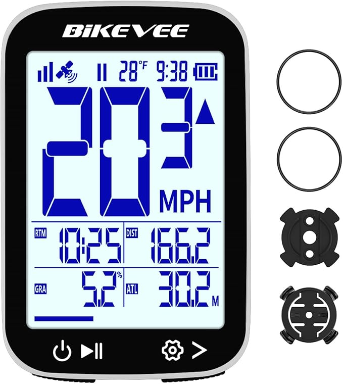 GPS Bike Computer Wireless Cycling Computer with Auto Backlight, Bicycle Speedometer Odometer, Waterproof GPS Speed Tracker for Road Mountain Bikes