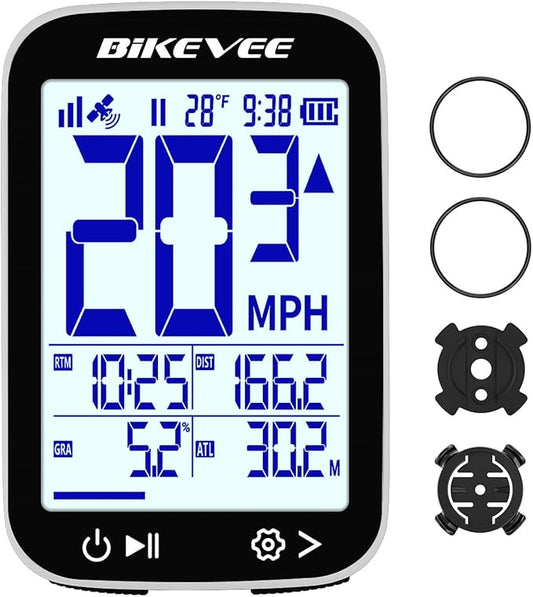 GPS Bike Computer Wireless Cycling Computer with Auto Backlight, Bicycle Speedometer Odometer, Waterproof GPS Speed Tracker for Road Mountain Bikes