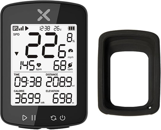 XOSS G+ Gen2 GPS Bike Computer ANT+/ Bluetooth IPX7 Waterproof Cycling Computer Rechargeable Bicycle Speedometer Odometer with 2.2 inch LCD Screen, 28 hrs Long Battery Life Fits All Bikes