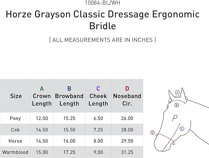 HORZE Grayson Classic Leather Ergonomic Snaffle Dressage Bridle with Detachable Flash