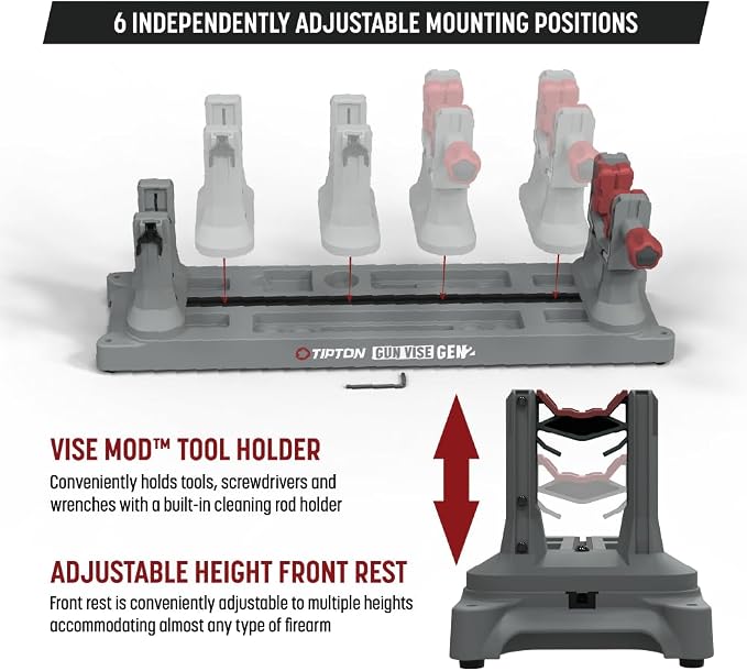 Tipton Gun Vise Gen 2 with 6 Mounting Positions, Adjustable Height, Universal Rubber Gun Clamp, for Gun Maintenance, Cleaning, and Gunsmithing