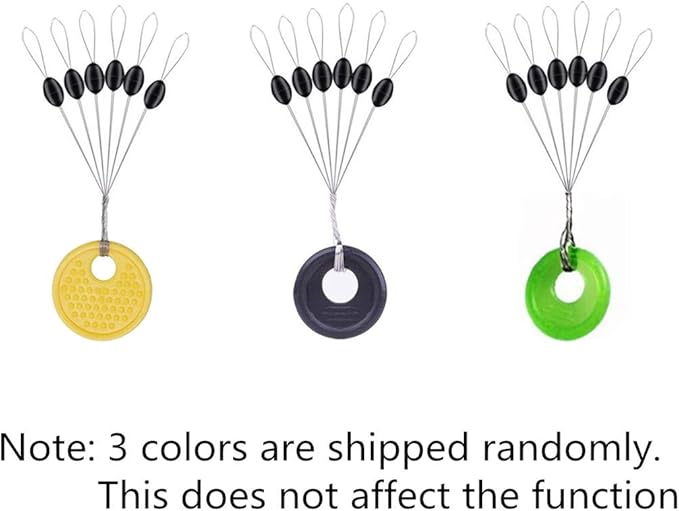 Rubber Fishing Bobber Stopper,6 in 1 Float Sinker Stops,Black Orange & Colorful Oval Cylinder,L M S Float Stop Available