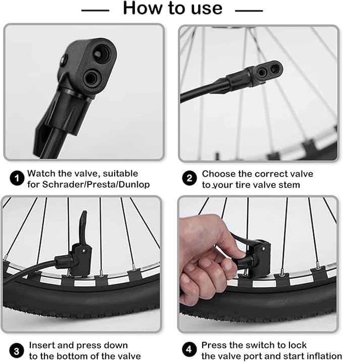 Hycline Bike Floor Pump: Bicycle Tire Pump 160 PSI with Schrader & Presta Valve - High Pressure Air Pumps for Road MTB BMX Hybrid Bikes Tires, Balls, Inflatables