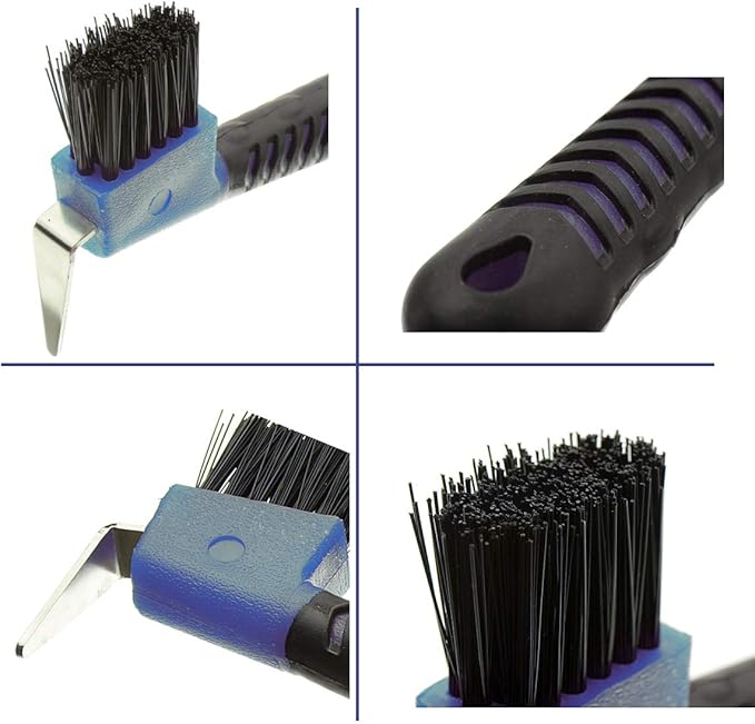 BOTH WINNERS 4Pcs Horse Hoof Pick Brushes, with Soft Touch Rubber Handle