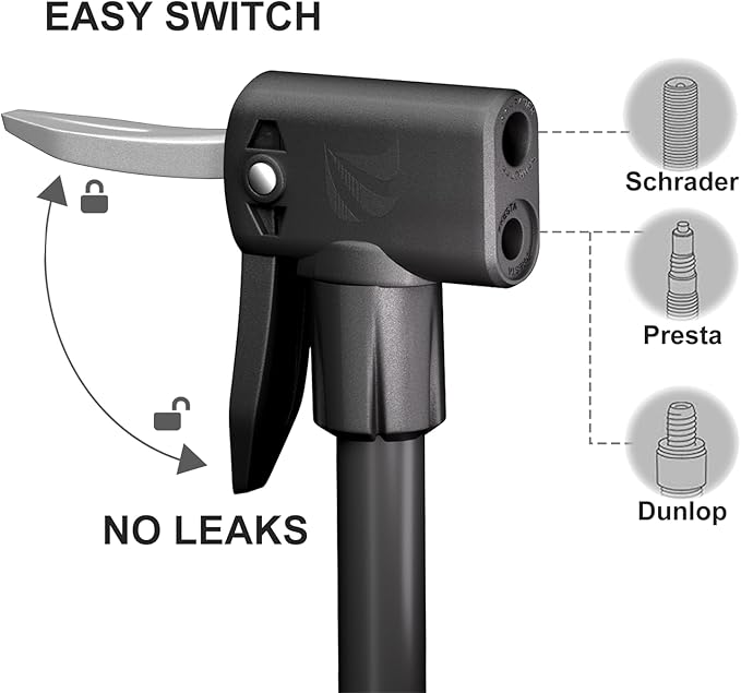 Bike Floor Pump, Bicycle Pump with Dual Presta & Schrader Valve Head, High Pressure Bicycle Tire Inflator, Portable Hand Air Pump for Road & Mountain Bikes, Strollers and Balls