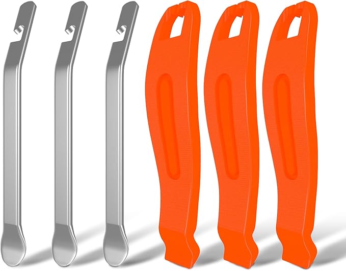 6Pcs Bike Tire Levers, Tire Removal Tool for Road or Mountain Bike Tires, Stainless Steel Levers to Repair Bike Tube