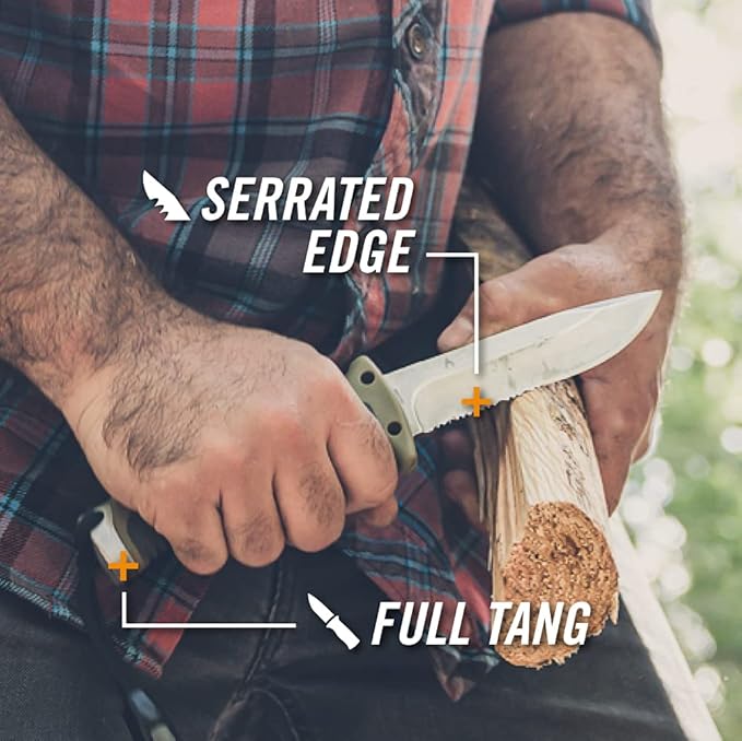 Gerber Gear アルティメット サバイバルナイフ、コンボエッジ固定刃ナイフ、ファイヤースターターエッジとフェロッド、ホイッスル、シャープナー内蔵シース付き - ブッシュクラフト、ハンティング、キャンプツール