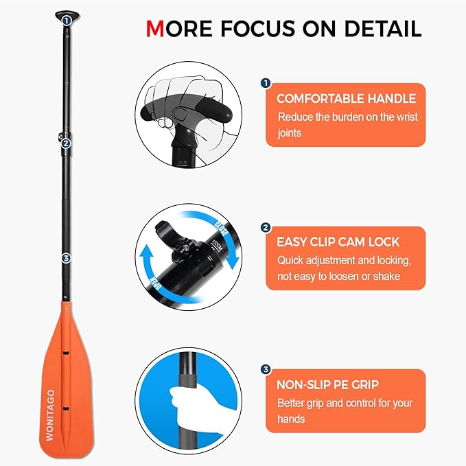Canoe Paddle with Aluminum Shaft and PP Blade, Adjustable Paddle for Canoeing, Boating and Rafting, 4-5 Ft (122-152 cm)