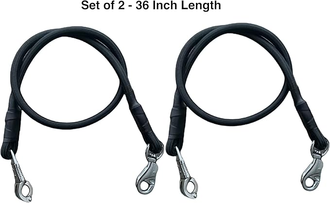 Majestic Ally Pack of 2, Bungee Trailer Tie for Horse Haulage with Panic Snap and Bull Snap - 36 Inch (Black)