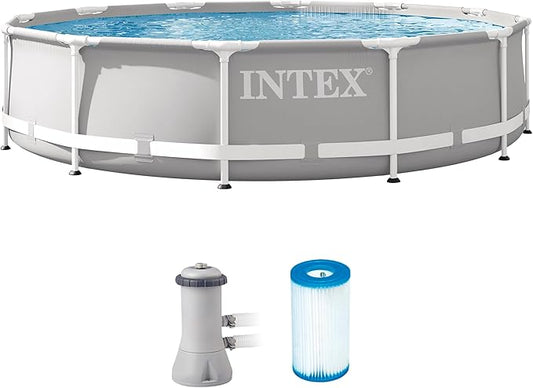 Intex 26711EH Prism Frame Premium Above Ground Swimming Pool Set: 12ft x 30in – Includes 530 GPH Cartridge Filter Pump – SuperTough Puncture Resistant – Rust Resistant – 1718 Gallon Capacity