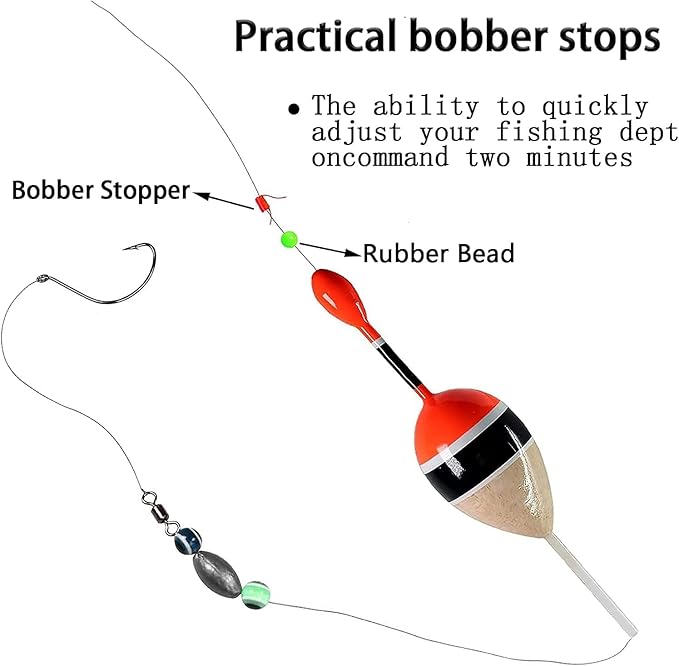 YOTO Bobber Stops for Fishing,Float Bobber Stops String Knots&Fishing Glow Beads