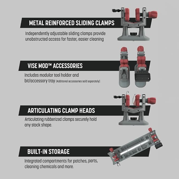 Tipton Best Gun Vise Gen 2 with Universal Mounting, Adjustable Gun Clamps, Vise Mod Accessory Storage, For Gun Maintenance, Cleaning, and Gunsmithing