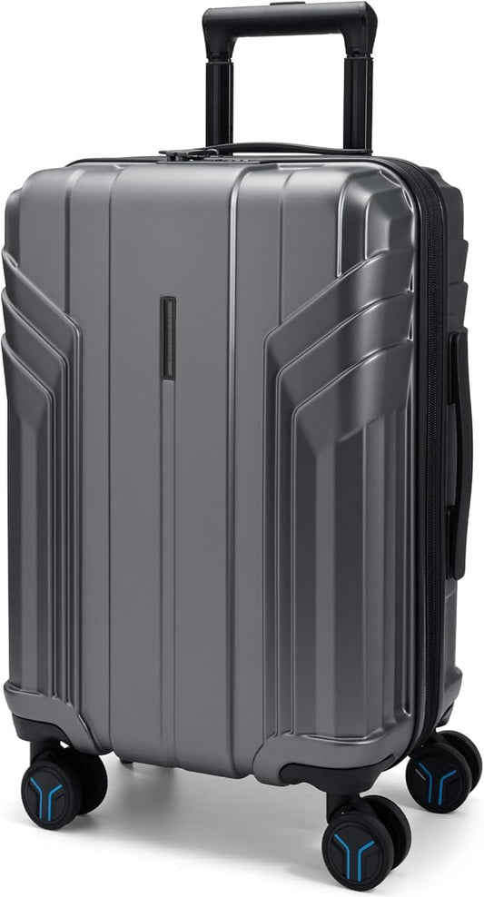 BAGSMART 拡張可能機内持ち込みスーツケース 22x14x9 航空会社承認済み 100% PC軽量ハードシェル、スピナーホイール付き20インチ旅行用スーツケース、防水キャリーケース、グレー…