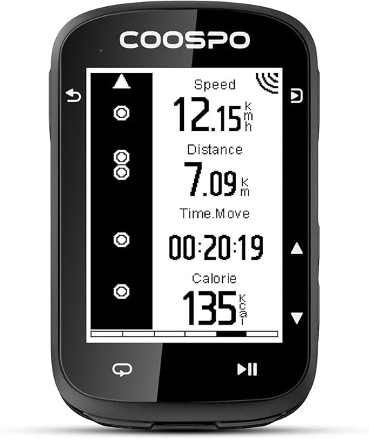 COOSPO CS500 Bike Computer Wireless, 2.6 Inch LCD GPS Cycling Computer with Route Navigation, Bluetooth5.0 ANT GPS Bicycle Speedometer with Auto-Backlight, Support Bike Radar & 45H Battery Life